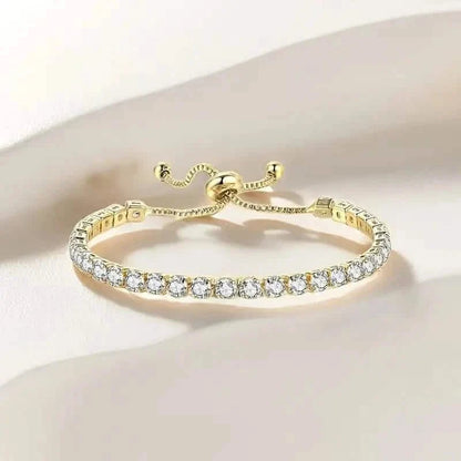 Copper Base with Plated Finish Synthetic Cubic Zirconia Inlay Adjustable Tennis Bracelet for Women - Cartsfy Inc.