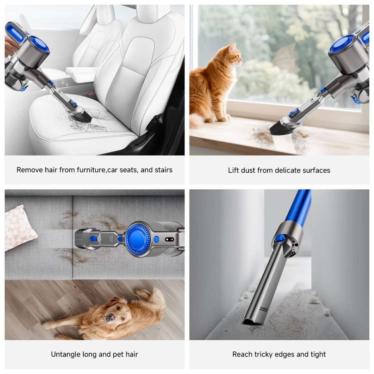 Cordless Vacuum Cleaner with LED Light & Removable Battery – Blue Cartsfy Inc.