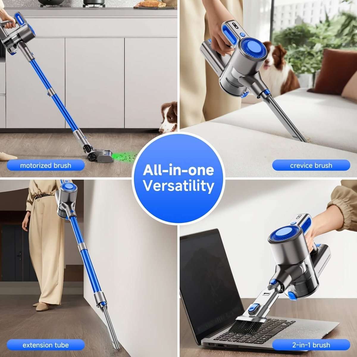 Cordless Vacuum Cleaner with LED Light & Removable Battery – Blue Cartsfy Inc.