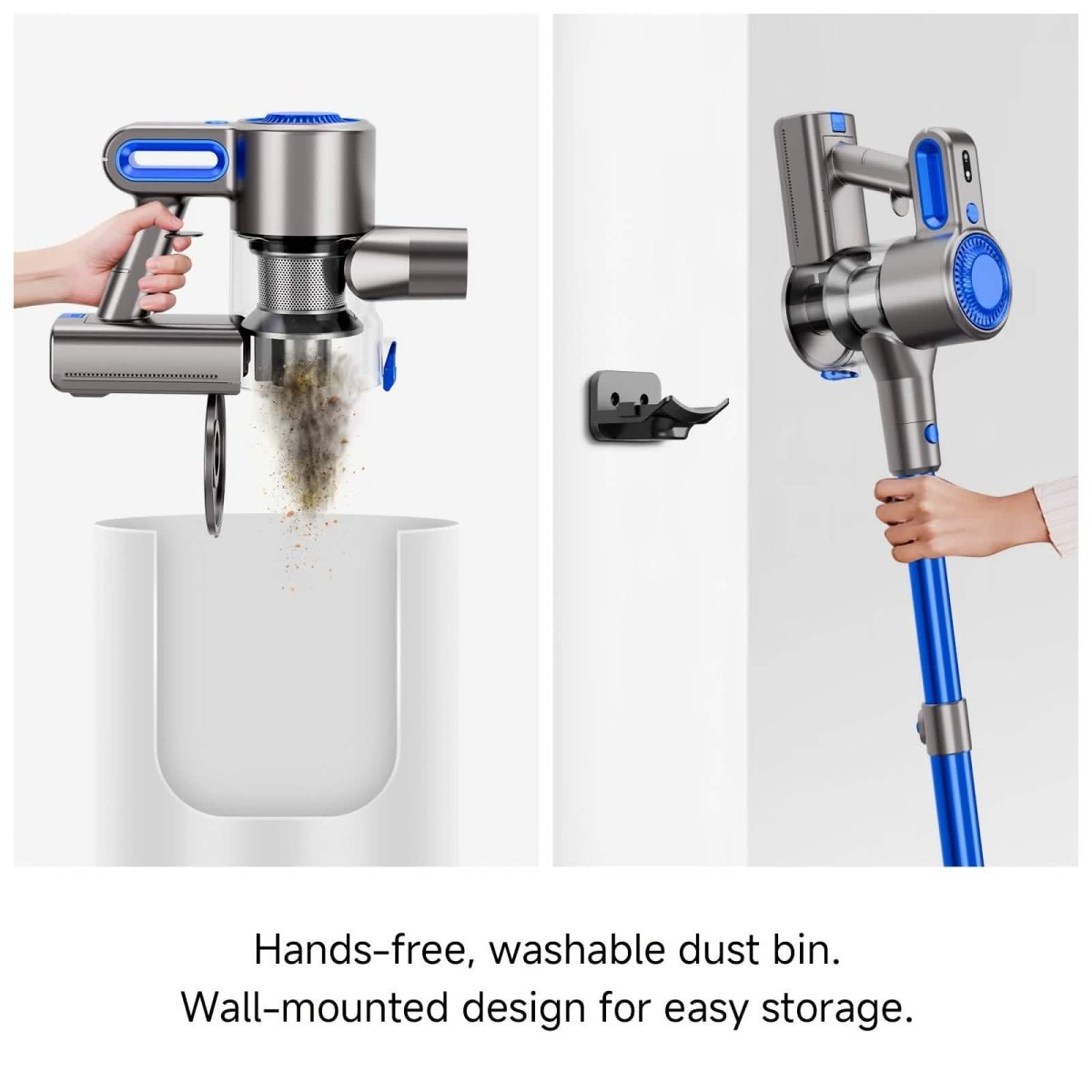Cordless Vacuum Cleaner with LED Light & Removable Battery – Blue - Cartsfy Inc.