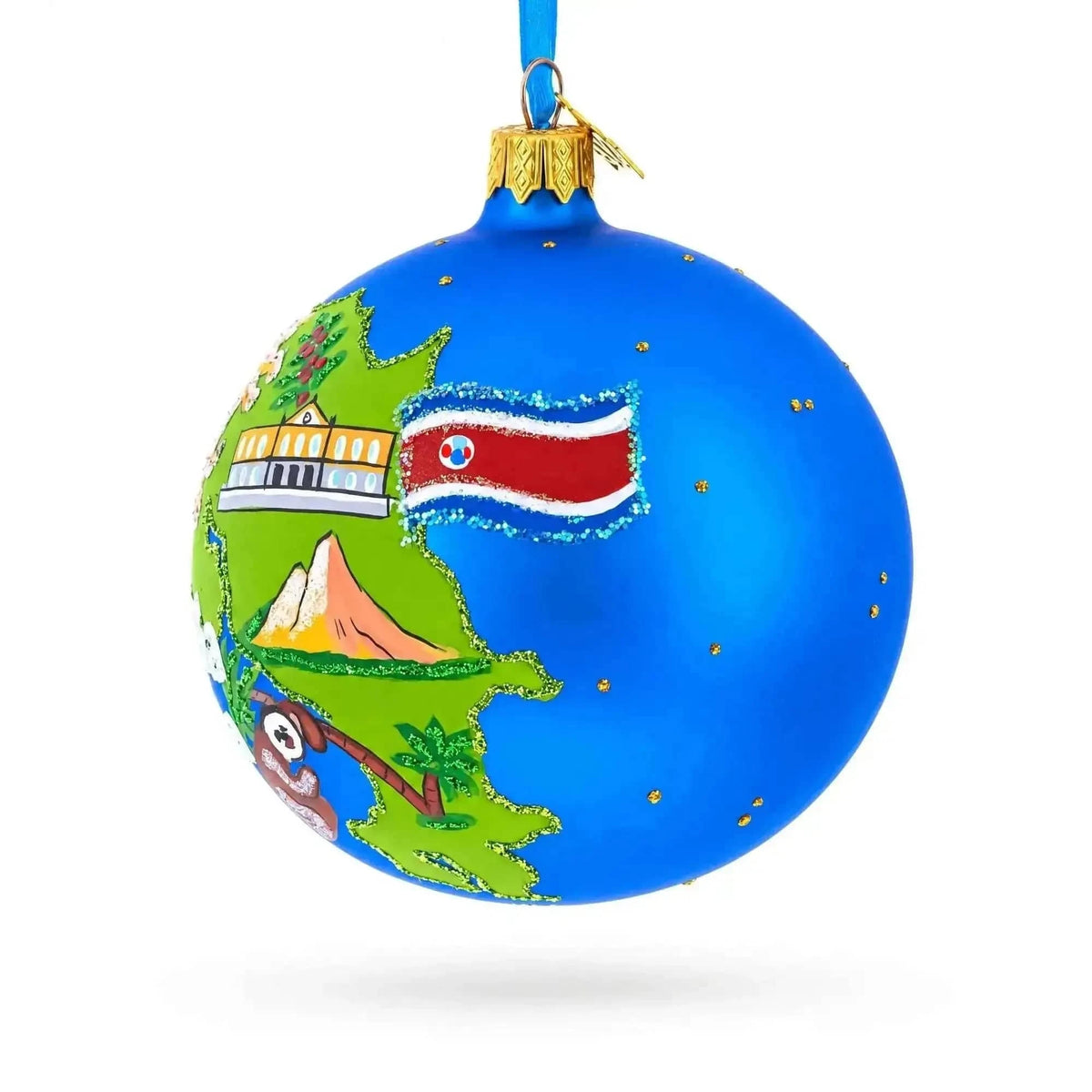 Costa Rica Landmarks and Symbols Glass Ball Christmas Ornament 4 Inches Cartsfy Inc.