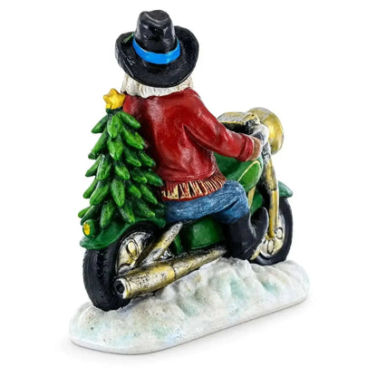Cowboy Santa Riding Motorcycle LED Figurine - 8.5" Resin Christmas Decor Cartsfy Inc.