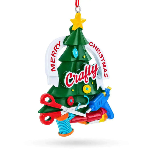 Crafty Tree with Scissors and Glue Gun Resin Christmas Ornament Cartsfy Inc.