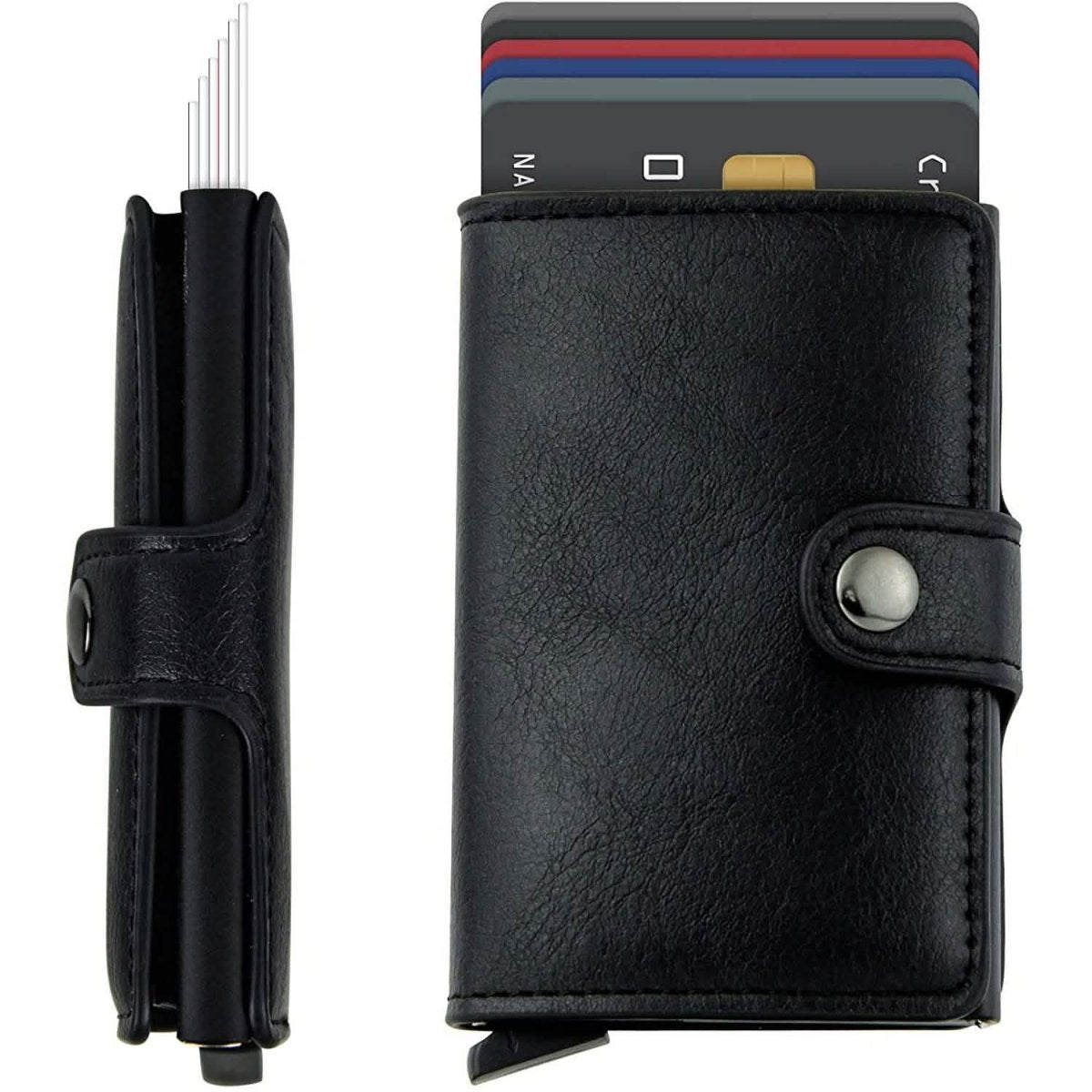 Credit Card Holder RFID Blocking Genuine Leather Vintage Aluminum Business Wallet - Cartsfy Inc.