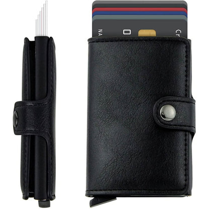 Credit Card Holder RFID Blocking Genuine Leather Vintage Aluminum Business Wallet - Cartsfy Inc.