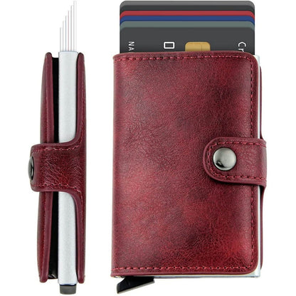 Credit Card Holder RFID Blocking Genuine Leather Vintage Aluminum Business Wallet - Cartsfy Inc.