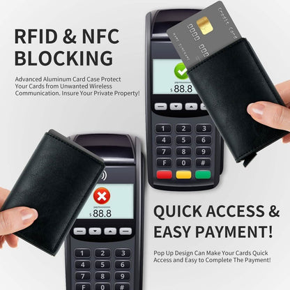 Credit Card Holder RFID Blocking Genuine Leather Vintage Aluminum Business Wallet - Cartsfy Inc.
