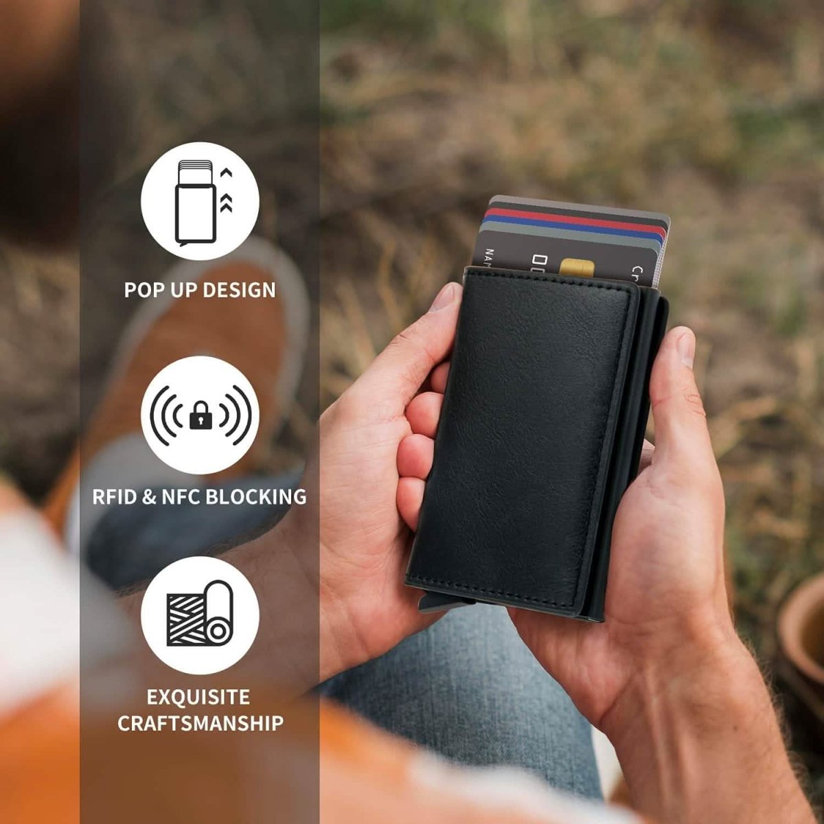 Credit Card Holder RFID Blocking Genuine Leather Vintage Aluminum Business Wallet - Cartsfy Inc.