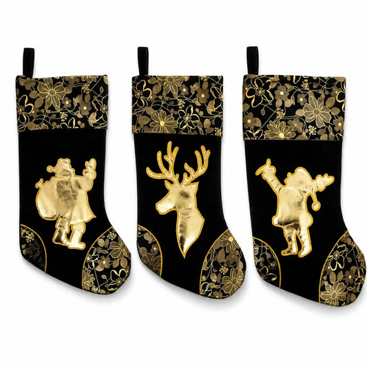 Set of 3 Felt Santa, Reindeer Christmas Stockings 16 Inches BestPysanky Default Title Default Title-
