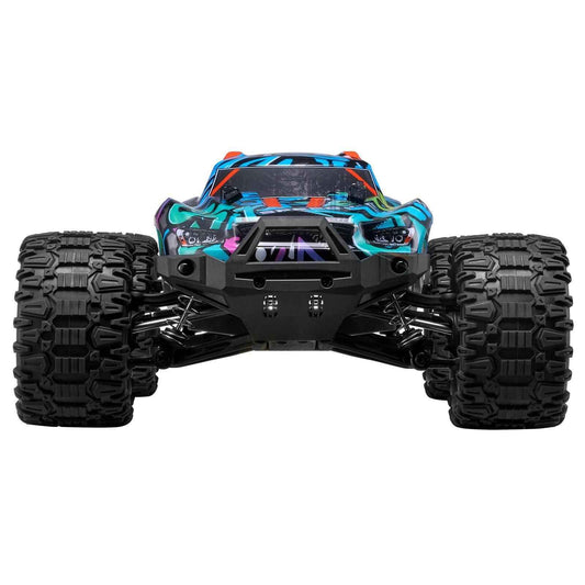 1:14 all-terrain RC 4WD truck with colorful body and large black knobby tires