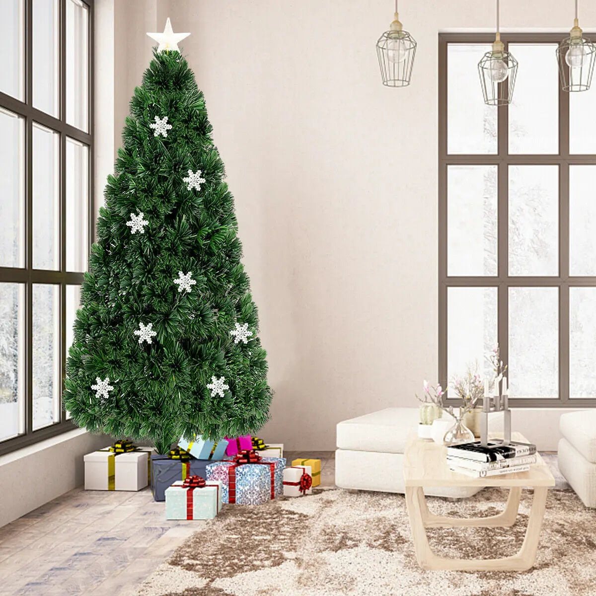 LED Optic Artificial Christmas Tree with Snowflakes