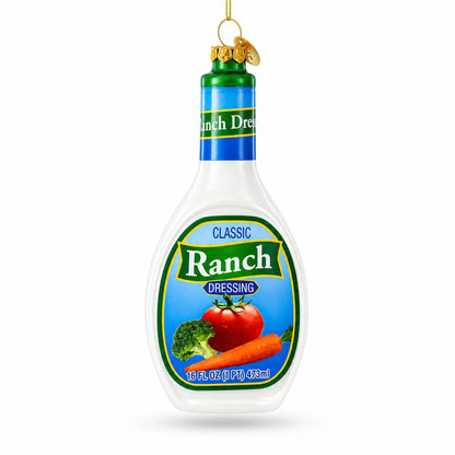 Ranch Dressing Bottle Glass Christmas Ornament