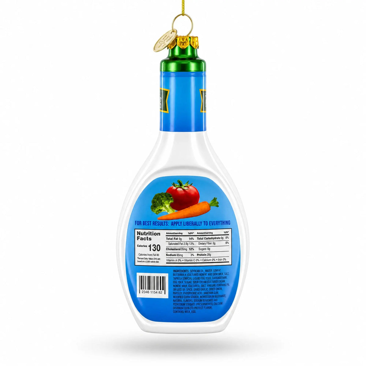 Ranch Dressing Bottle Glass Christmas Ornament