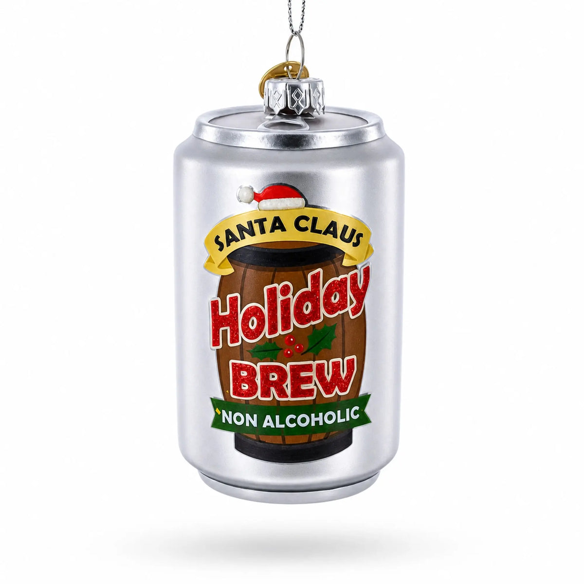 Holiday Non-Alcoholic Beer Brew Can Glass Christmas Ornament