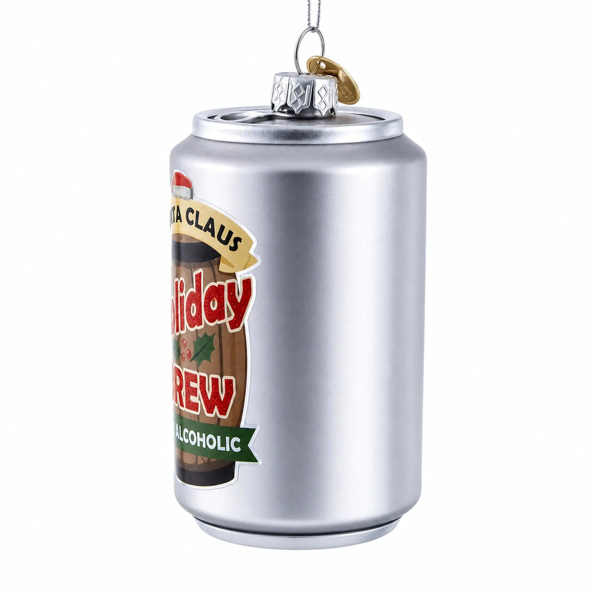 Holiday Non-Alcoholic Beer Brew Can Glass Christmas Ornament