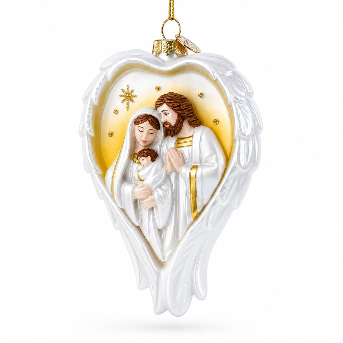 Sacred Holy Family Nativity Glass Christmas Ornament