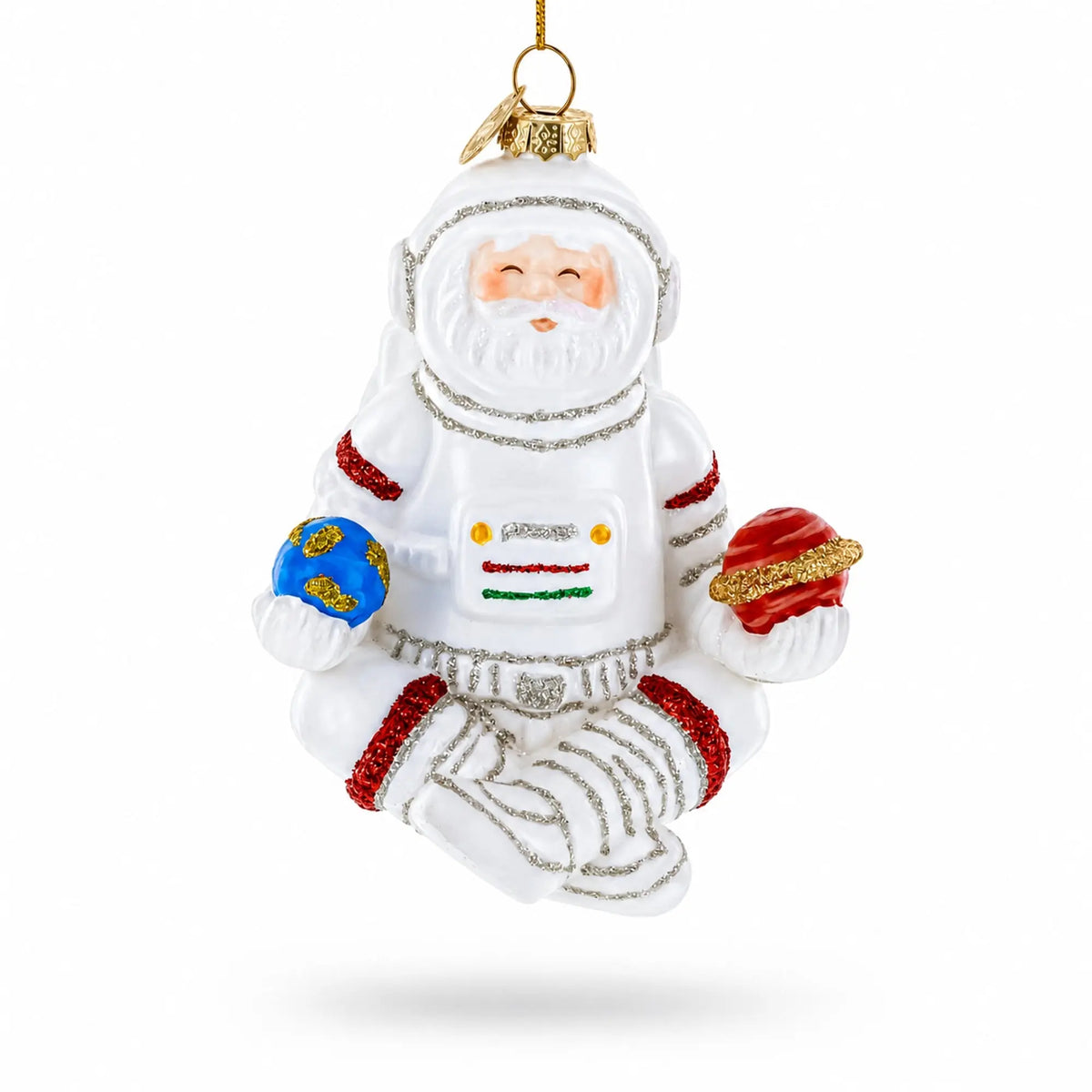 Santa Astronaut Glass Christmas Ornament