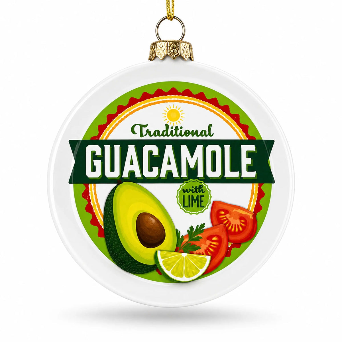 Traditional Guacamole Glass Christmas Ornament