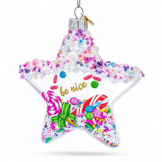 Sugar Star with Shakable Sprinkles Glass Christmas Ornament BestPysanky Default Title Default Title-