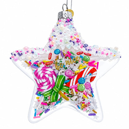 Sugar Star with Shakable Sprinkles Glass Christmas Ornament