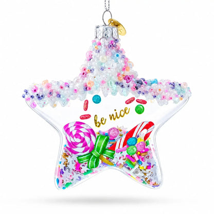 Sugar Star with Shakable Sprinkles Glass Christmas Ornament
