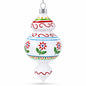 Red Flowers and Swirls Glass Christmas Ornament