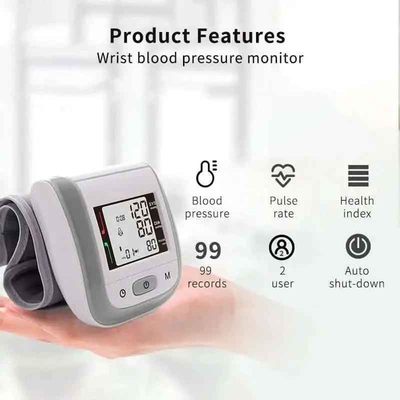 Digital Wrist Blood Pressure Monitor Heart Rate Pulse Meter Measure DailySale Gray Blue Gray-Blue-