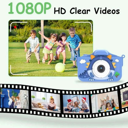 Dinosaur Kids Selfie 48MP 1080P HD Cartoon Digital Camera DailySale Blue Pink Blue-Pink-