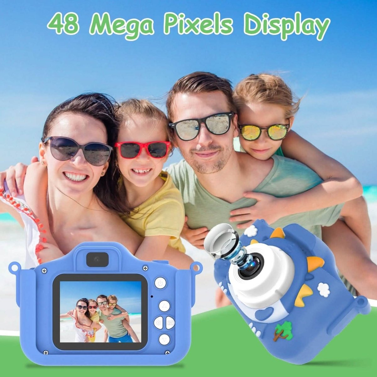 Dinosaur Kids Selfie 48MP 1080P HD Cartoon Digital Camera - Cartsfy Inc.