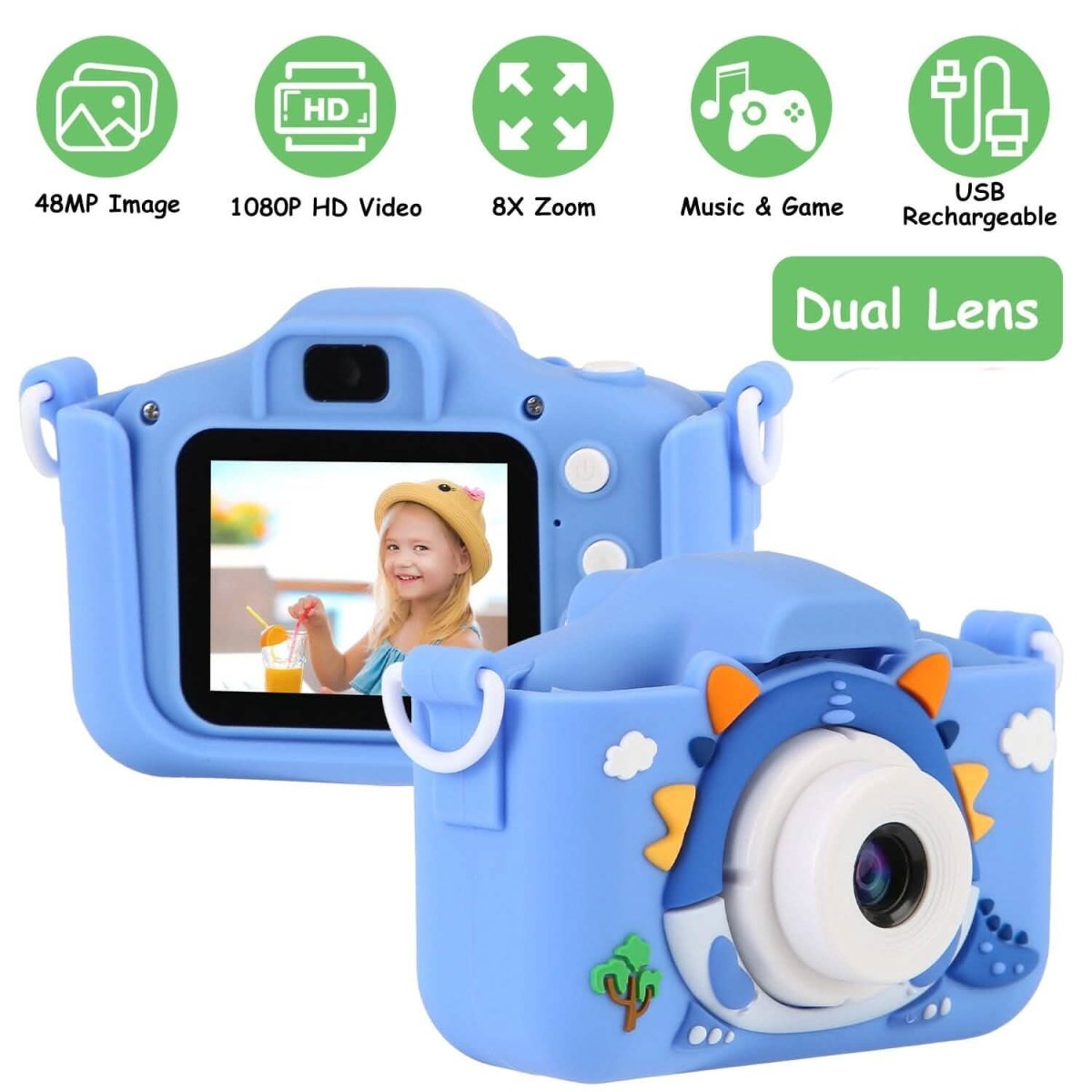 Dinosaur Kids Selfie 48MP 1080P HD Cartoon Digital Camera - Cartsfy Inc.
