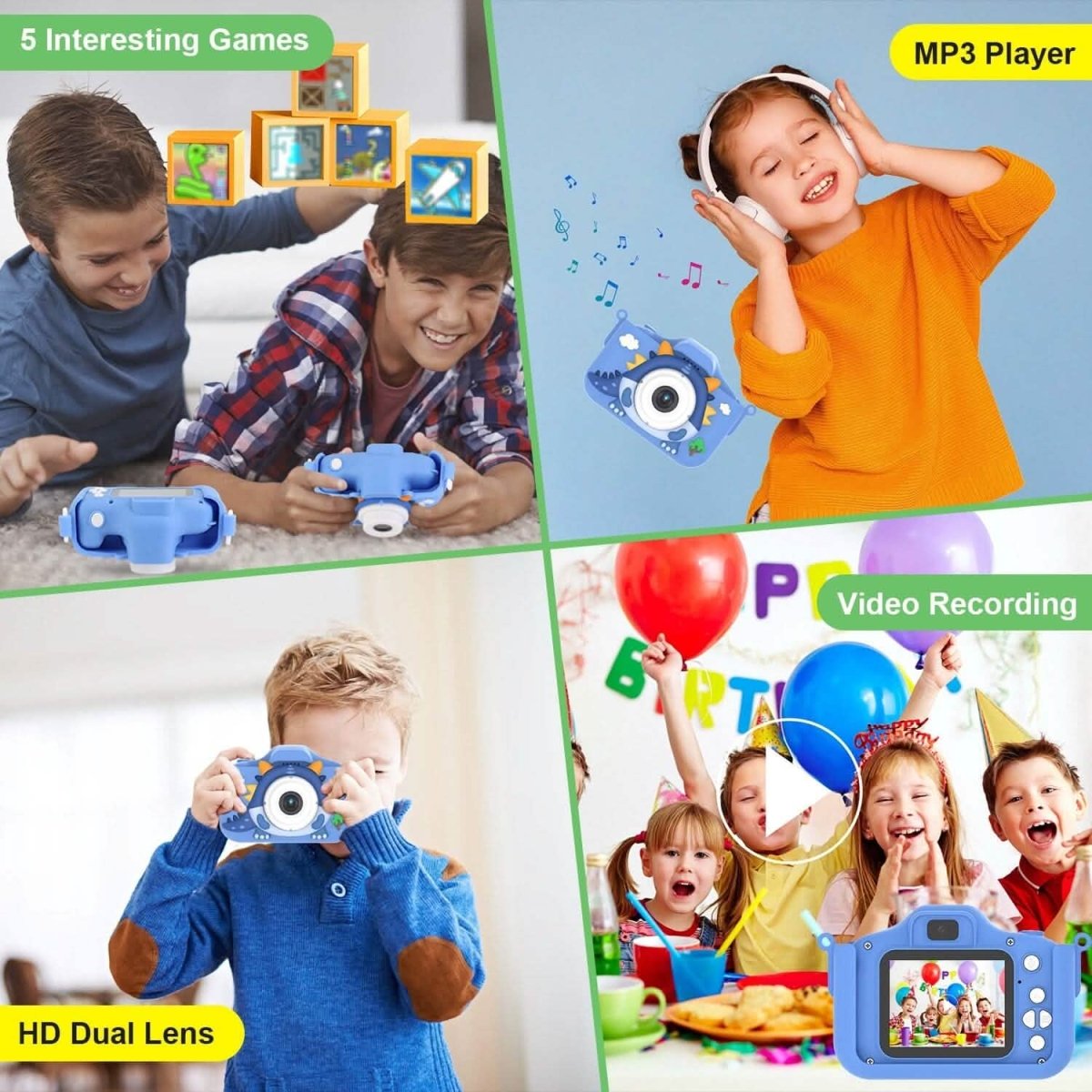 Dinosaur Kids Selfie 48MP 1080P HD Cartoon Digital Camera - Cartsfy Inc.
