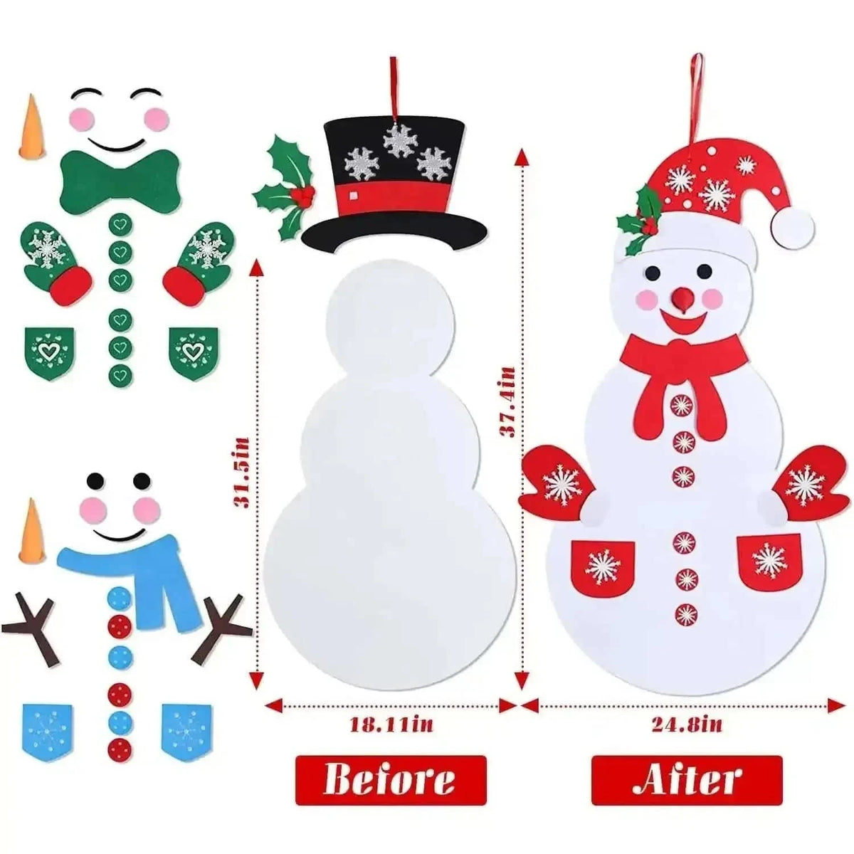 DIY Felt Christmas Hanging Decorations Kits with 54 Piece Detachable Ornaments Cartsfy Inc.