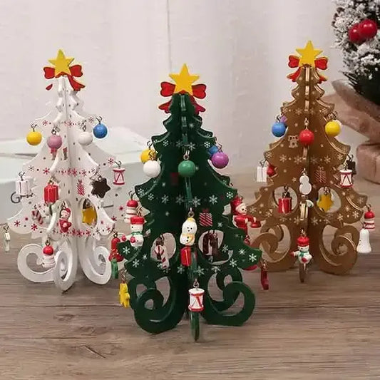 DIY Stereo Wooden Christmas Tree - Christmas Decoration Ornaments DailySale Green White Yellow Green-White-Yellow-