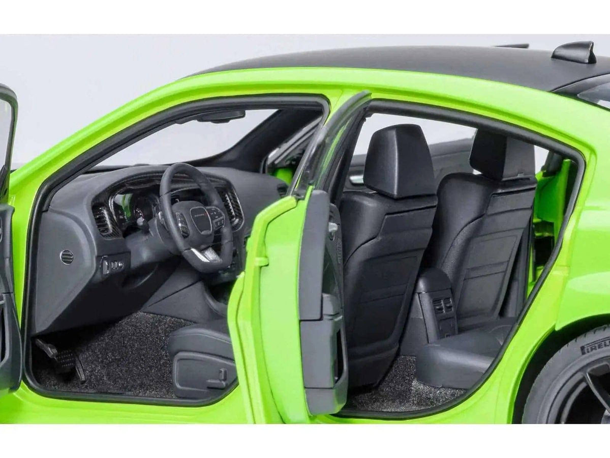 Dodge Charger Scat Pack Widebody Sublime Green with Matt Black Hood and Top 1/18 Model Car by Autoart Miniature Motors Default Title Default Title-