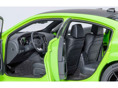 Dodge Charger Scat Pack Widebody Sublime Green with Matt Black Hood and Top 1/18 Model Car by Autoart Cartsfy Inc.