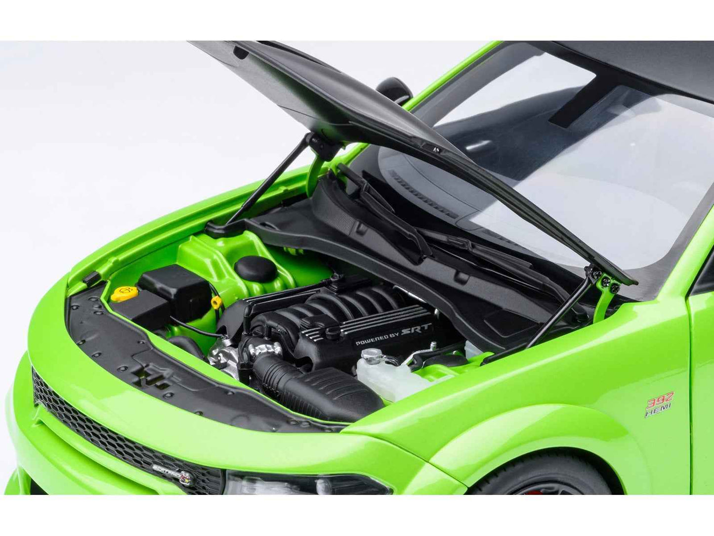 Dodge Charger Scat Pack Widebody Sublime Green with Matt Black Hood and Top 1/18 Model Car by Autoart Cartsfy Inc.