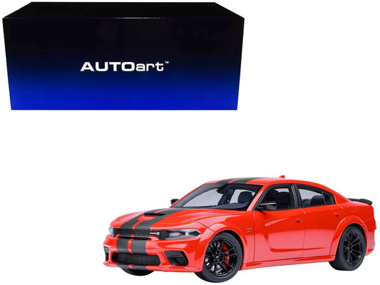 Dodge Charger Scat Pack Widebody Torred with Carbon Stripes 1/18 Model Car by Autoart Cartsfy Inc.