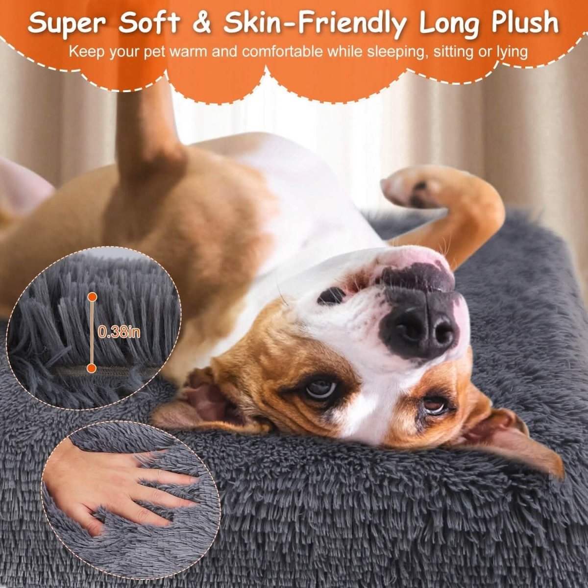 Dog Bed Soft Plush Cushion Cozy Warm Pet Crate Mat Dog Carpet - Cartsfy Inc.
