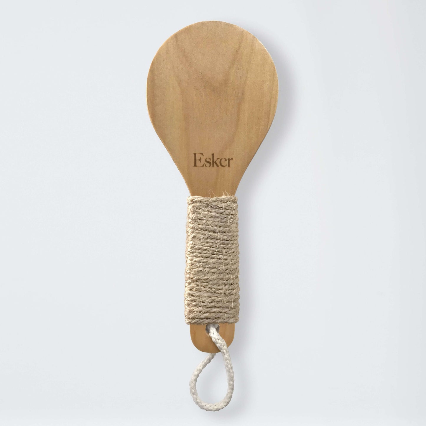 Dry brush with teardrop wooden handle, hemp wrap, and round natural bristle head