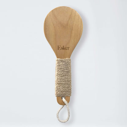 Dry brush with teardrop wooden handle, hemp wrap, and round natural bristle head