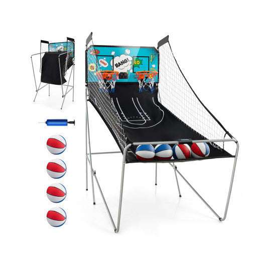 Dual Shot Basketball Arcade Game with 8 Game Modes and 4 Balls-Green - Cartsfy Inc.