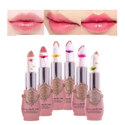Assorted color-changing flower lip glosses with gold-tone bases and flower tips