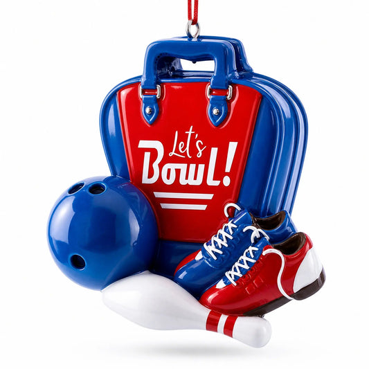 Let’s Bowl! Bowling Bag with Shoes and Ball Resin Christmas Ornament BestPysanky Default Title Default Title-