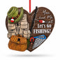 Let’s Go Fishing Heart Shape Fisherman Gear Resin Christmas Ornament