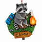 Camping Raccoon with Marshmallow Campfire Resin Christmas Ornament