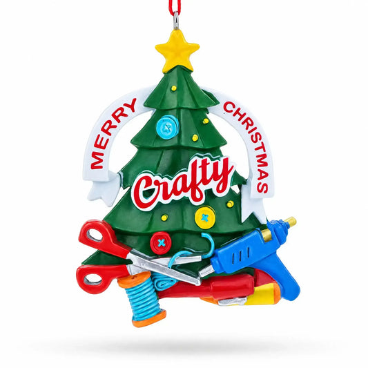 Crafty Tree with Scissors and Glue Gun Resin Christmas Ornament BestPysanky Default Title Default Title-