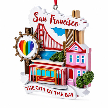 Golden Gate Bridge Cable Car San Francisco Resin Christmas Ornament