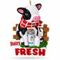 Dairy Fresh Cow with Milk Can Resin Christmas Ornament