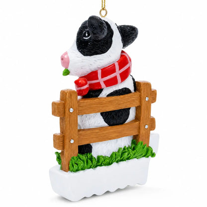 Dairy Fresh Cow with Milk Can Resin Christmas Ornament