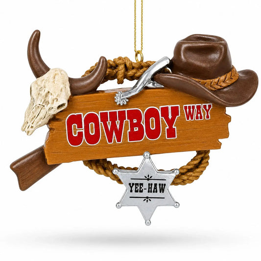 Western Cowboy Hat Sheriff Badge Resin Christmas Ornament BestPysanky Default Title Default Title-
